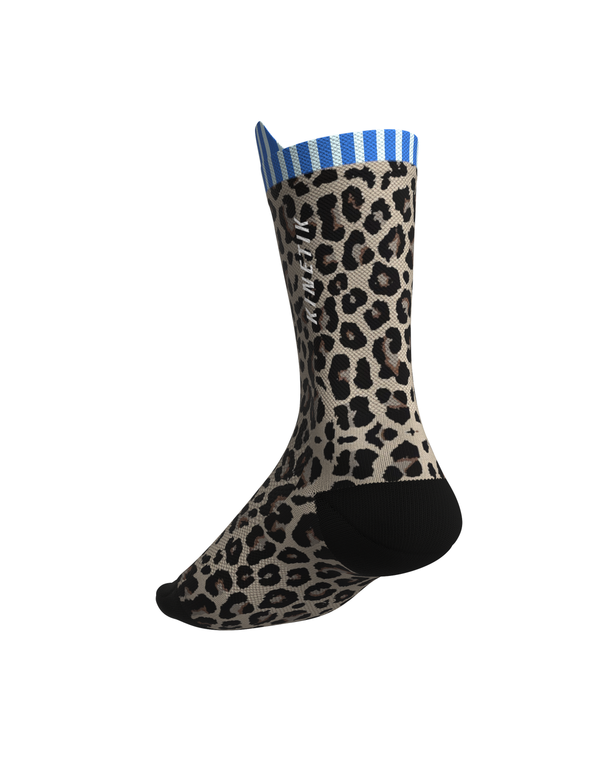 Fullkross navy leopard print trail running socks