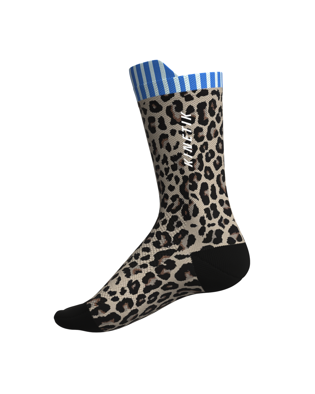 Fullkross navy leopard print trail running socks