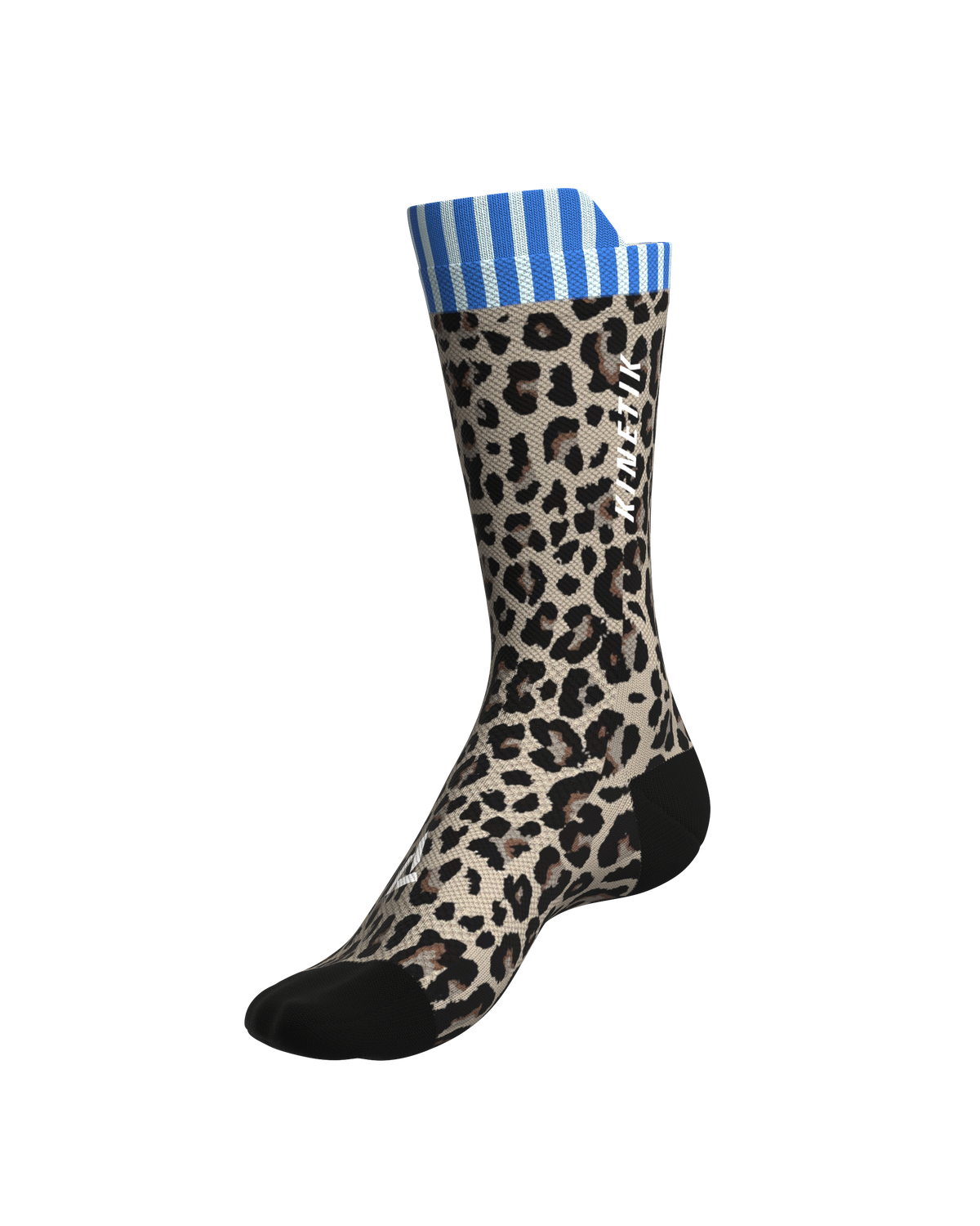 Fullkross navy leopard print trail running socks