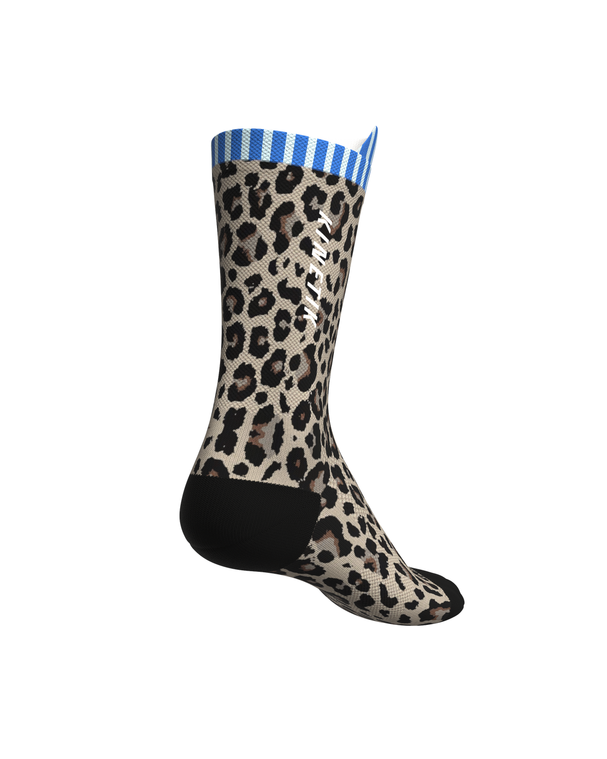Fullkross navy leopard print trail running socks