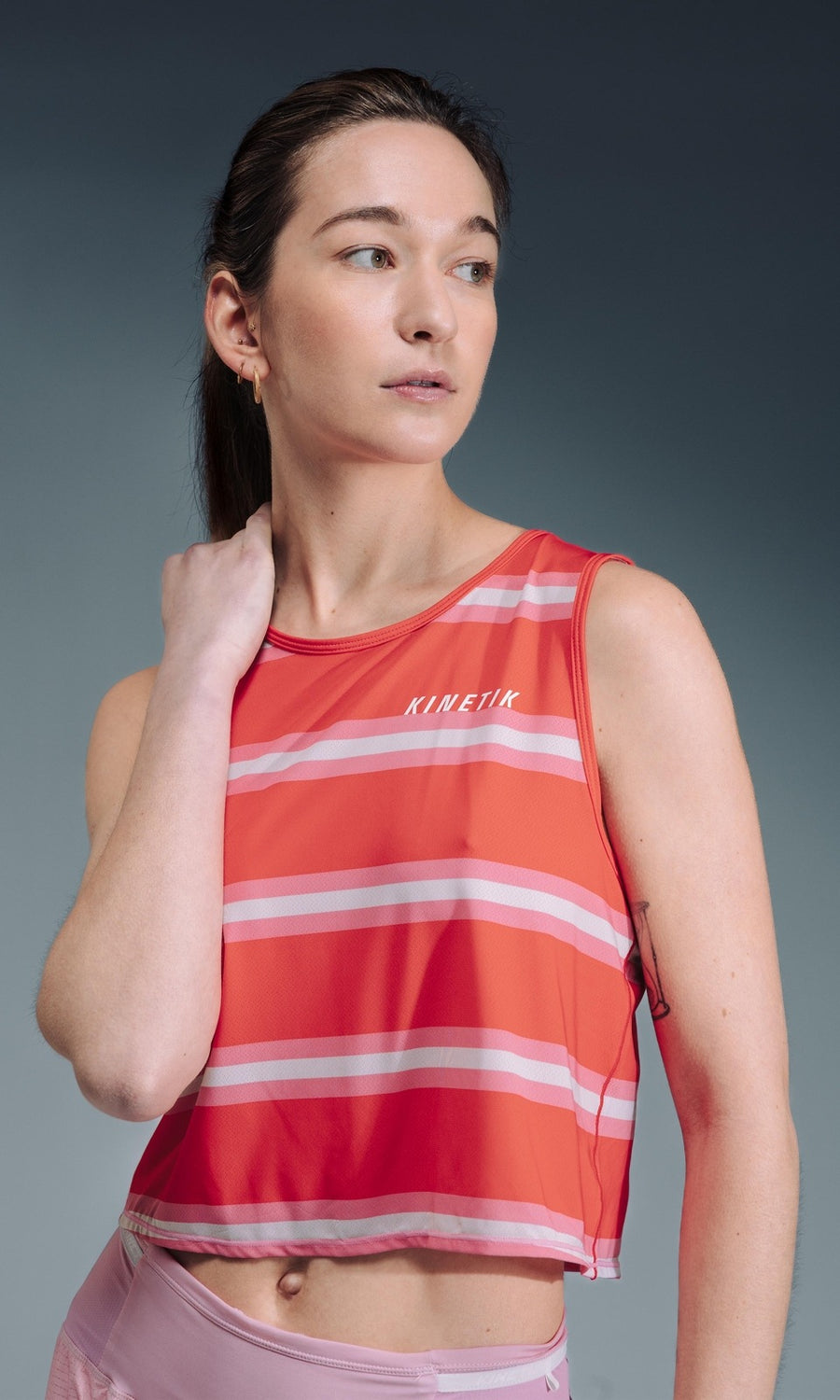 MAVRIK CROP TOP WOMEN RED CREAM STRIPE