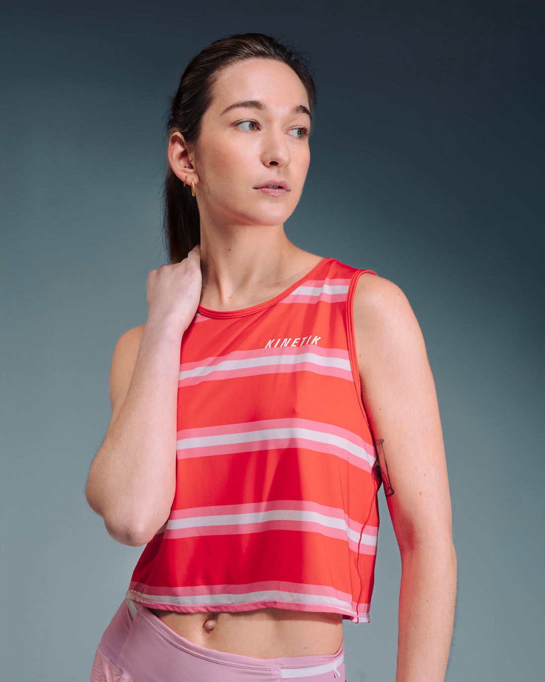 MAVRIK CROP TOP WOMEN RED CREAM STRIPE