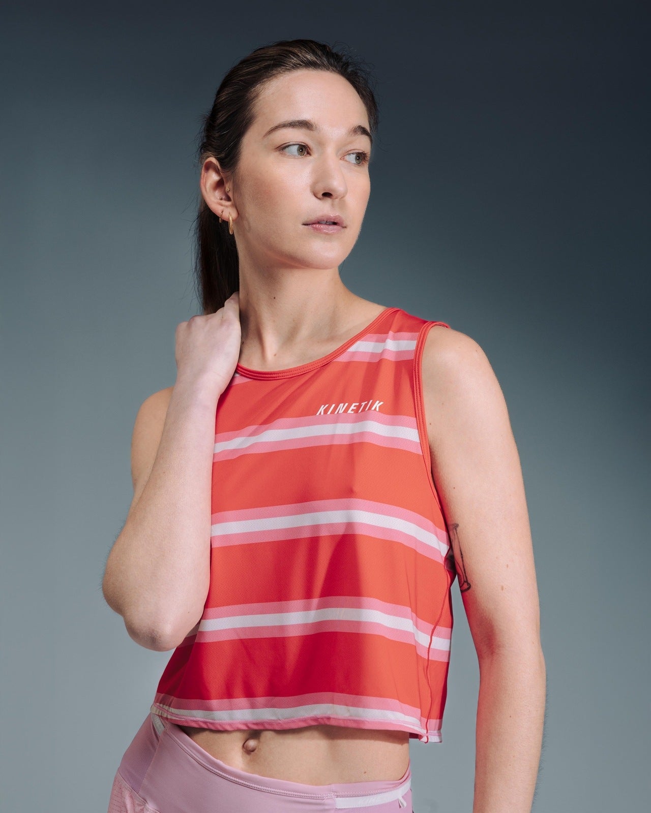 MAVRIK CROP TOP WOMEN RED CREAM STRIPE