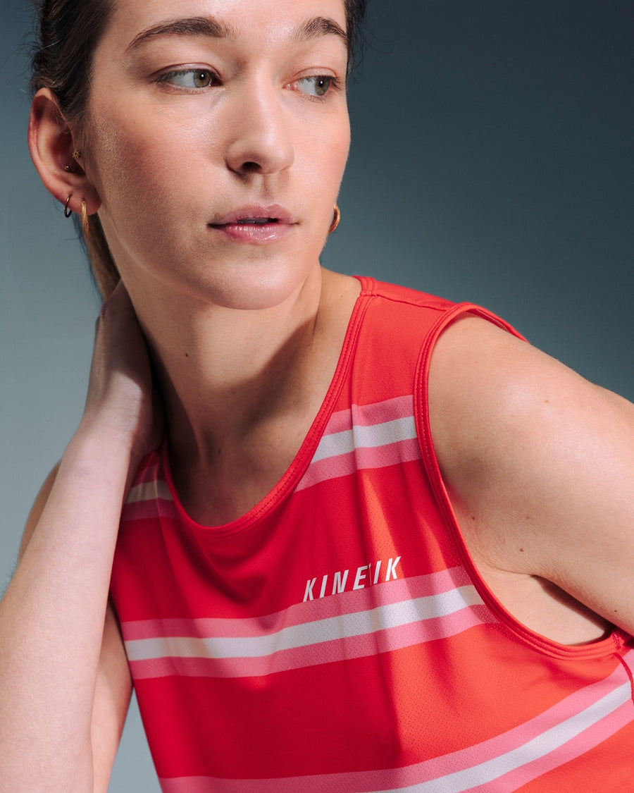 MAVRIK CROP TOP RED CREAM STRIPE - Maillots trail-running - 3 - kinetik-adrenalink