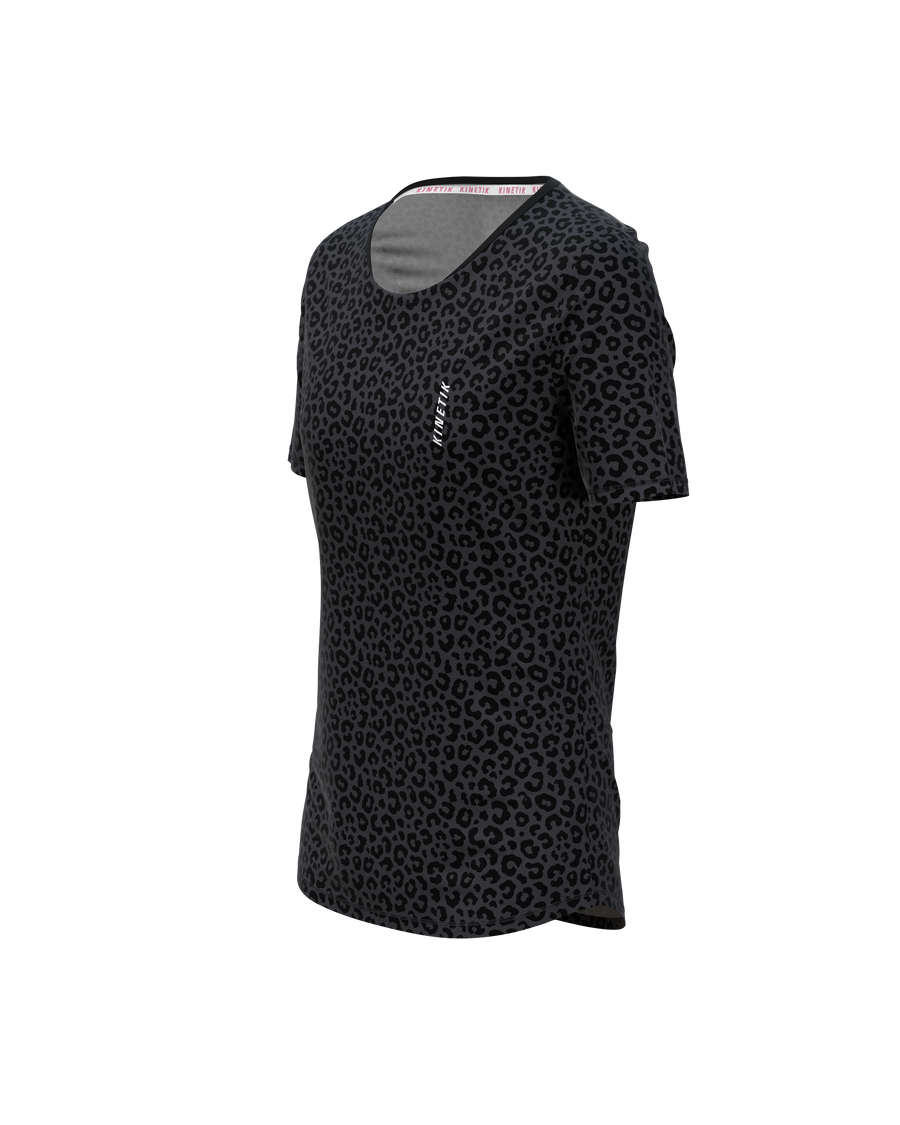 MAVRIK WOMEN LEOPARD BLACK COFFEE - Maillots trail-running - 1 - kinetik-adrenalink