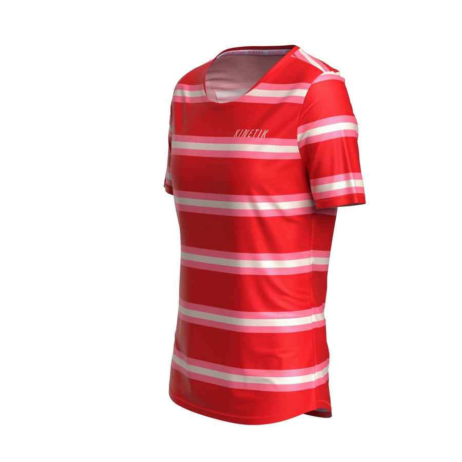 MAVRIK WOMEN RED CREAM STRIPE - Maillots trail-running - 1 - kinetik-adrenalink