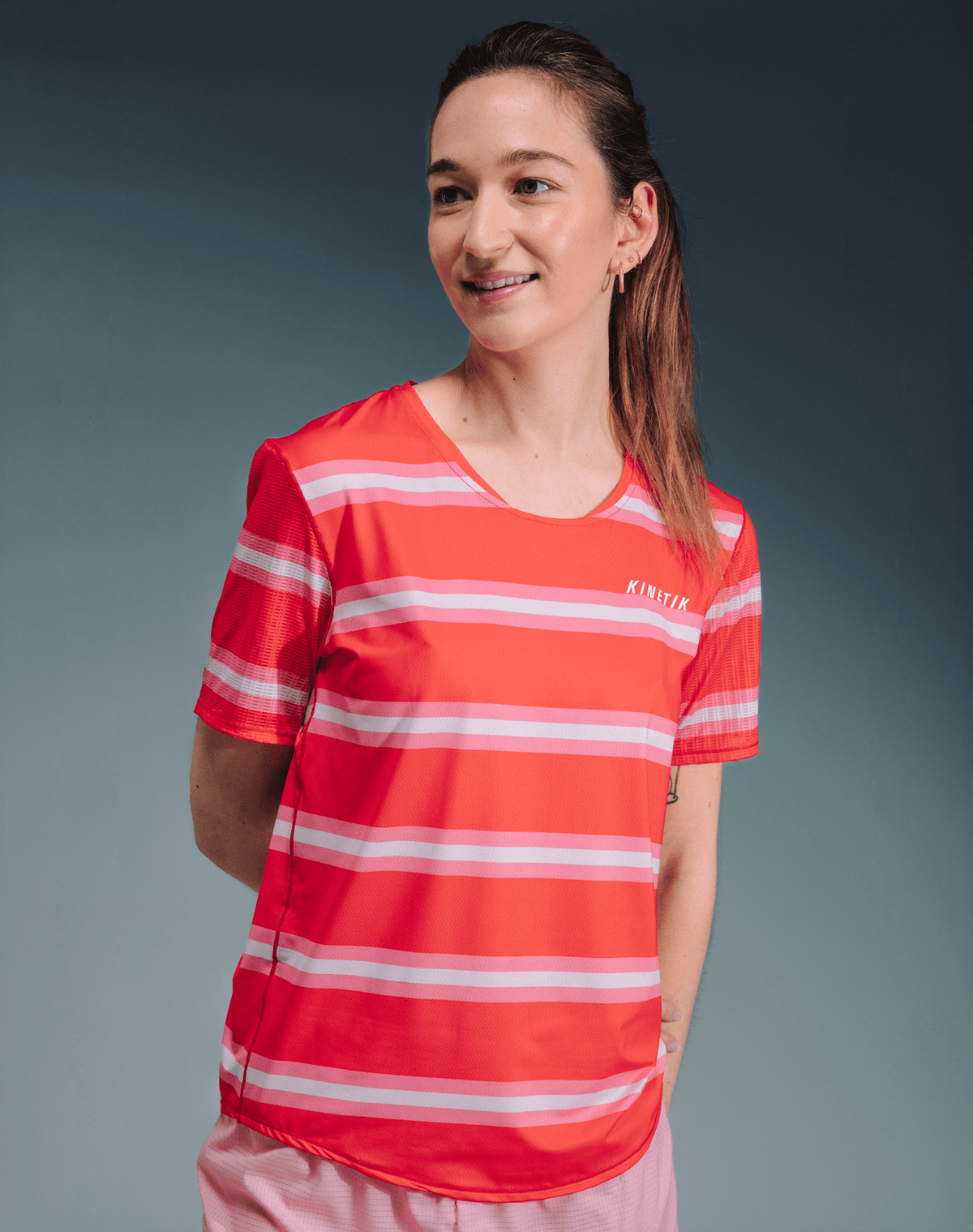 MAVRIK WOMEN RED CREAM STRIPE - Maillots trail-running - 4 - kinetik-adrenalink