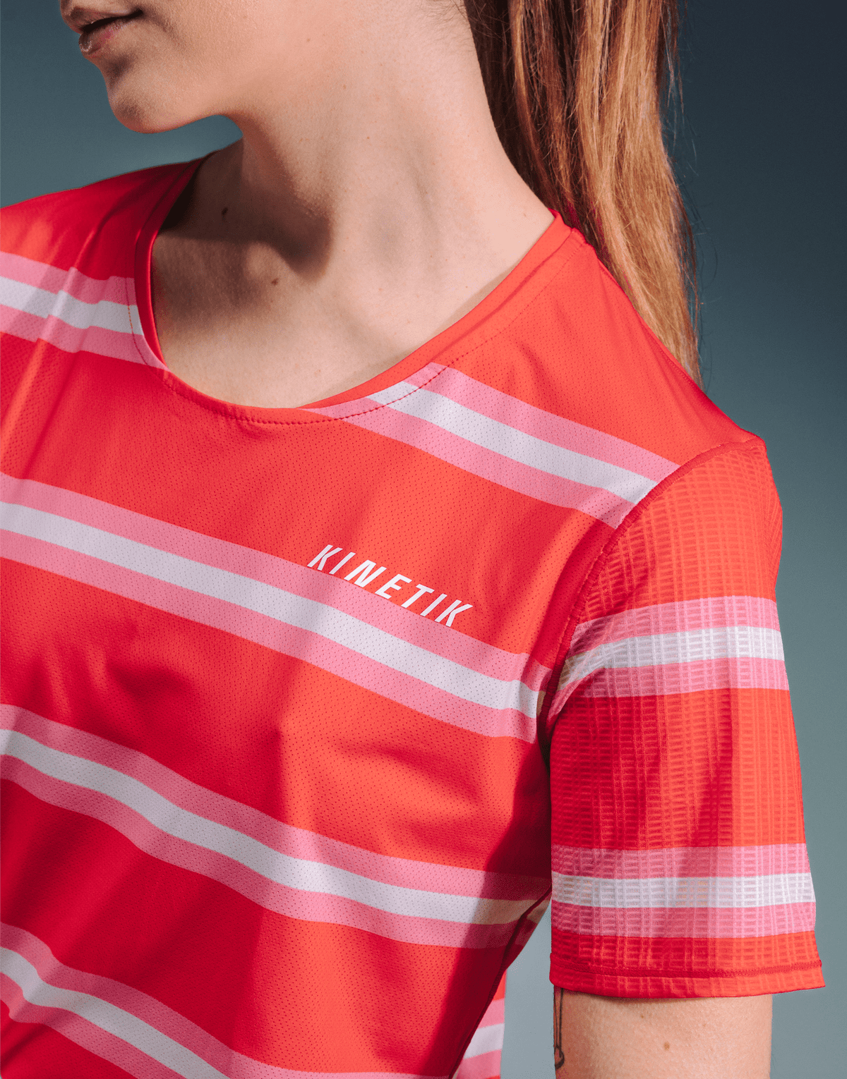 MAVRIK WOMEN RED CREAM STRIPE - Maillots trail-running - 5 - kinetik-adrenalink