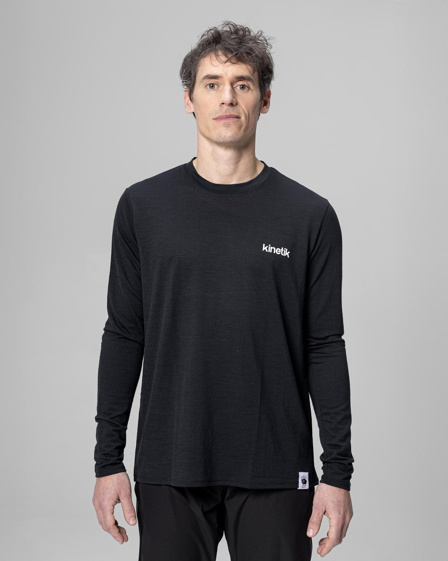 MERINOWOOL MEN BASLAYER BLACK - Maillots trail-running - 2 - kinetik-adrenalink