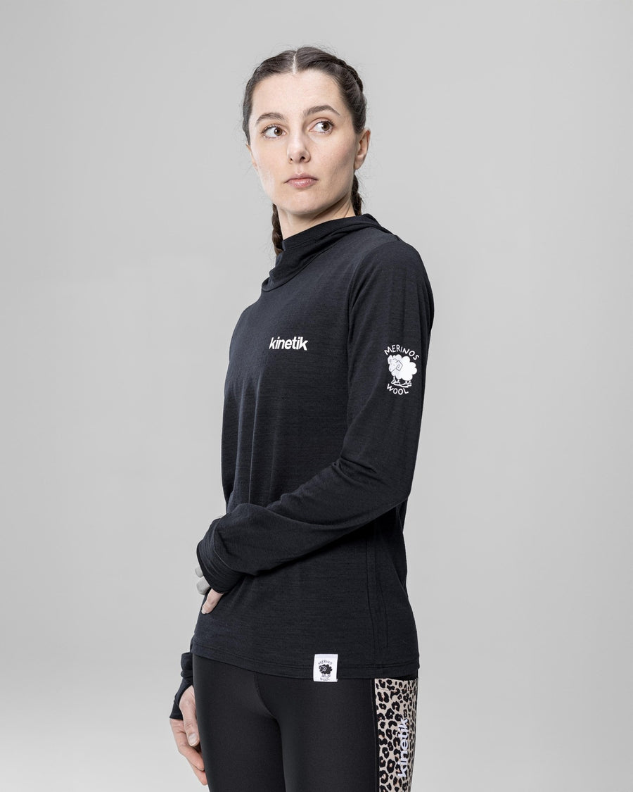 MERINOWOOL WOMEN BASLAYER HOODY - Maillots trail-running - 2 - kinetik-adrenalink