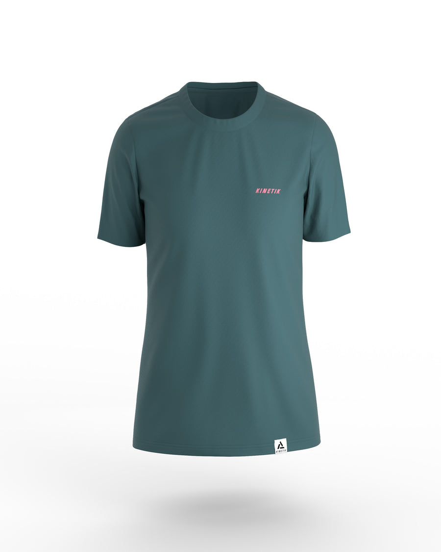 VEKTRA Women Green - women's short-sleeve trail running jersey - kinetik-adrenalink