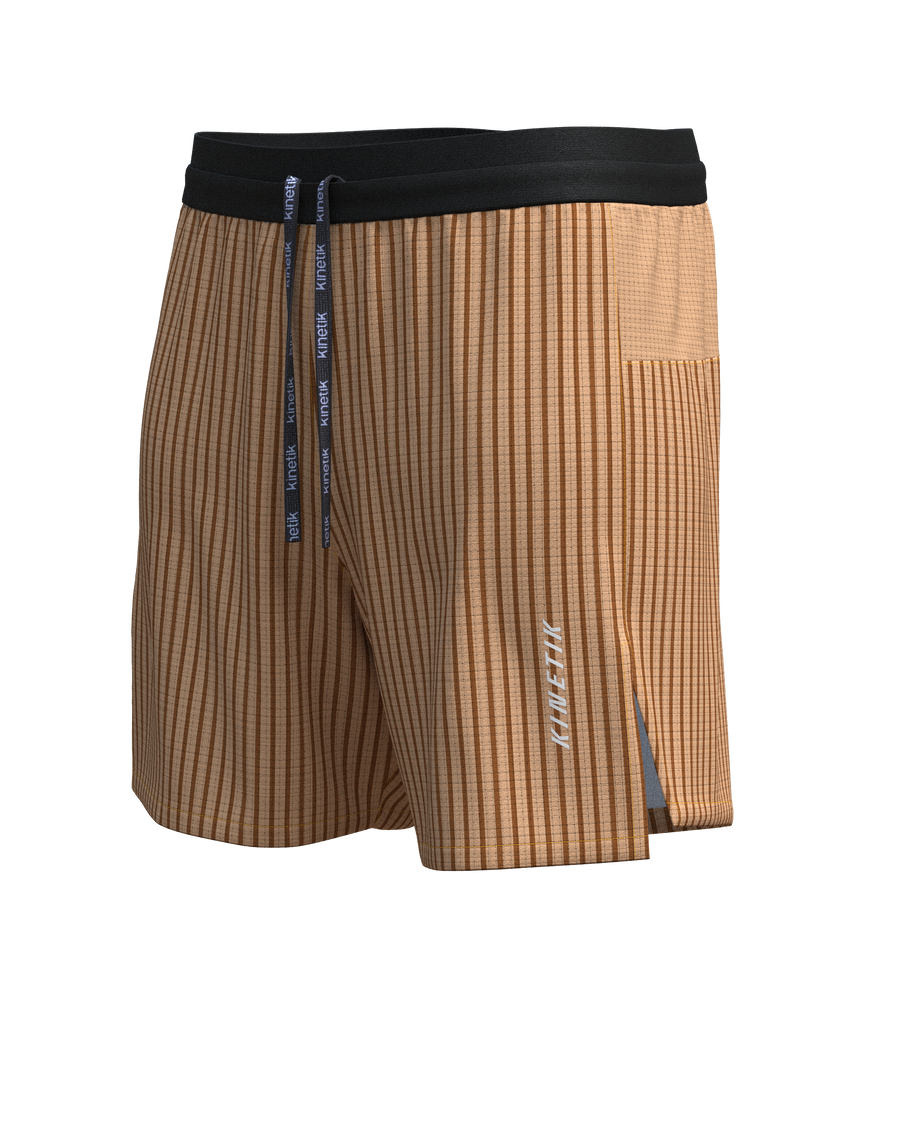 AEROK 6 MEN COLOR STRIPE METALLIC BRONZE - Shorts trail-running - 1 - kinetik-adrenalink