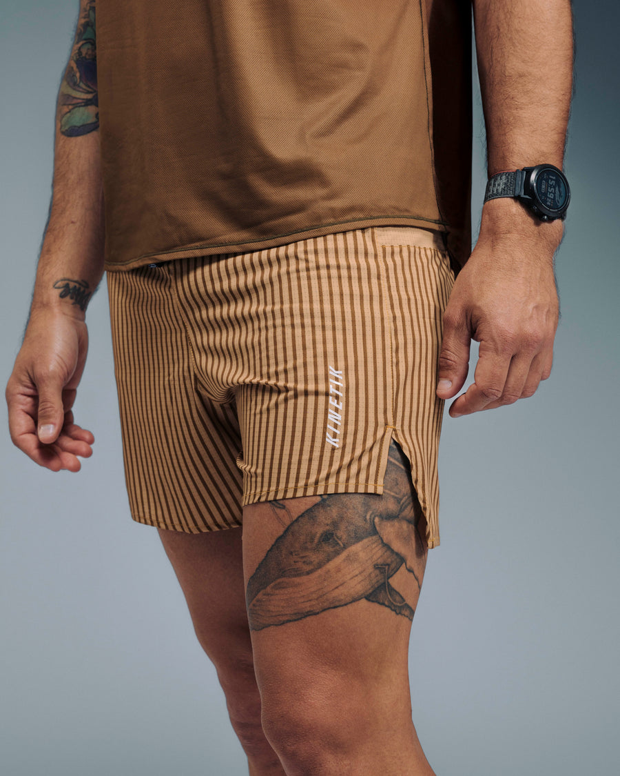 AEROK 6 MEN COLOR STRIPE METALLIC BRONZE - Shorts trail-running - 3 - kinetik-adrenalink