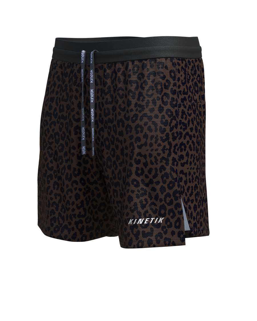 AEROK 6 MEN LEOPARD TIRAMISU - Shorts trail-running - 1 - kinetik-adrenalink