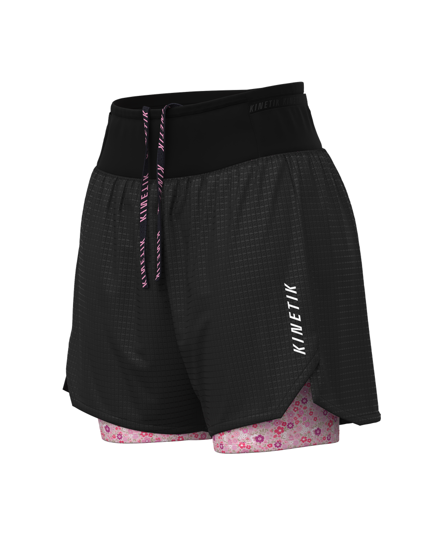 AEROK ULTRA TRAIL FLORAL BLACK - Shorts trail-running - 1 - kinetik-adrenalink