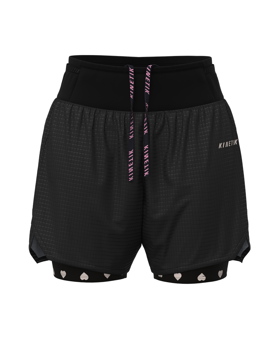 AEROK TRAIL HEARTRUNNEUSE BLACK  Trail Running Shorts - 3 - kinetik