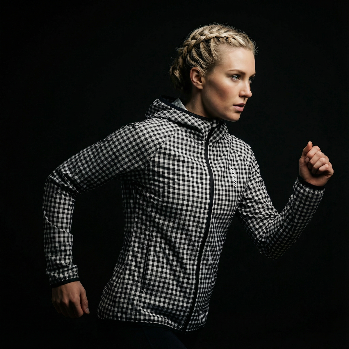 JACKET WOMEN SPEKTRAIL VICHY VELOURS BLACK - Vestes trail-running - 2 - kinetik-adrenalink